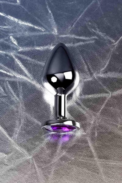 Silver Anal Plug Toyfa Metal,With A Amethyst Colored Gem zdjęcie 9