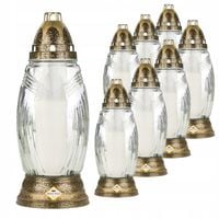 DUŻE Znicze szklane 8 szt. 29 cm z wkładem parafinowym – na grób