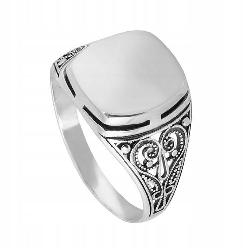 Sygnet męski srebrny pr. 925 Ażurowy Pierścień Polerowany + GRAWER| r. 22 na Arena.pl