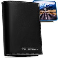 elegancki portfel męski ze skóry naturalnej w czarnym kolorze