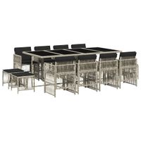 13-cz. zestaw mebli ogrodowych z poduszkami, jasnoszary