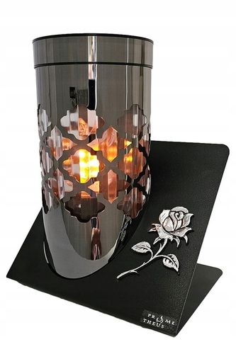 SOLARNY ZNICZ LED NAGROBNY SREBRNY WYTRZYMAŁY WIECZNA LAMPKA PARIS 23CM na Arena.pl