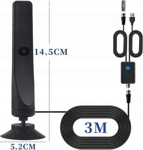 MAŁA CYFROWA ANTENA TV TELEWIZYJNA WEWNĘTRZNA DVB-T2 WZMACNIACZ SYGNAŁU na Arena.pl