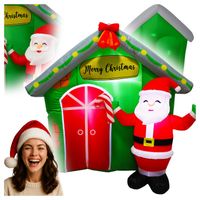 Mikołaj Dmuchany + Dom Podświetlany LED Ozdoba Dekoracja Świąteczna Zestaw