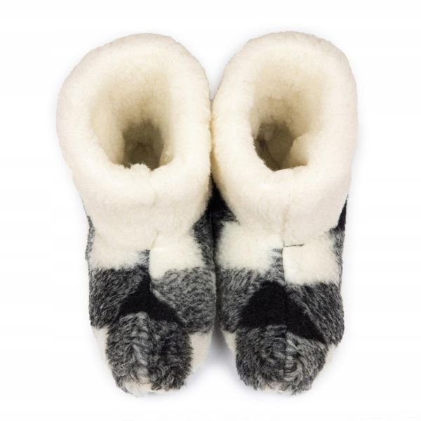 Ocieplane Bambosze Damskie Papucie Kratka Wełniane zdjęcie 3
