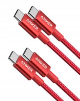 Kabel Anker USB typ C - USB typ C 1.8 m ZESTAW 2 SZTUKI Czerwony 60W