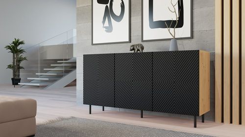 KOMODA KAMA 3 DRZWI ARTISAN/CZERŃ KOMPLET na Arena.pl