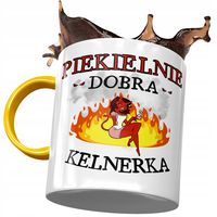 Kubek Żółty Dla Kelnerki Piekielnie Dobra Kelnerka Z Nadrukiem Ze Zdjęciem