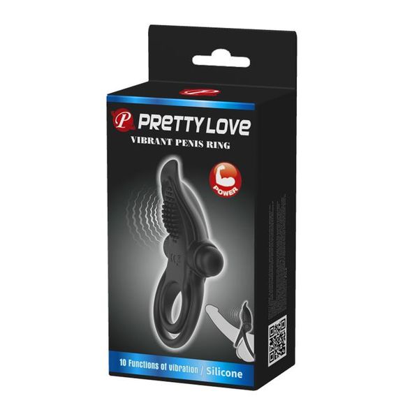 Pretty Love - Vibrant Penis Ring Black- 10 Function Vibrations zdjęcie 8