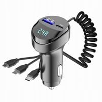 Ładowarka samochodowa 3 w 1 Szybka ładowarka USB 3.1A z wyświetlaczem