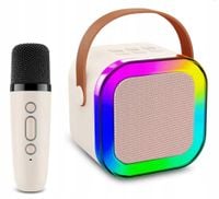 ZESTAW BEZPRZEWODOWY DO KARAOKE DLA DZIECI MIKROFON GŁOŚNIK RGB 10 METRÓW