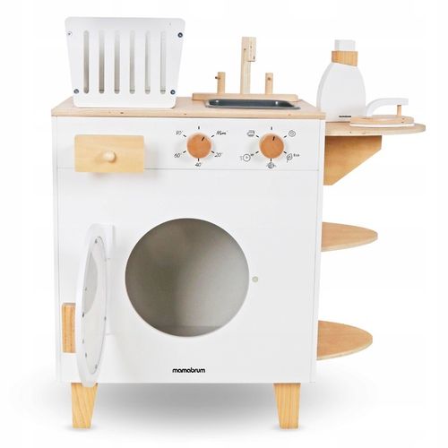 DREWNIANA PRALKA XXL - Z ŻELAZKIEM, KOSZEM, UMYWALKĄ - PRANIE MONTESSORI na Arena.pl