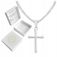 Srebrny krzyżyk z łańcuszkiem medalik komunijny łańcuszek z krzyżykiem