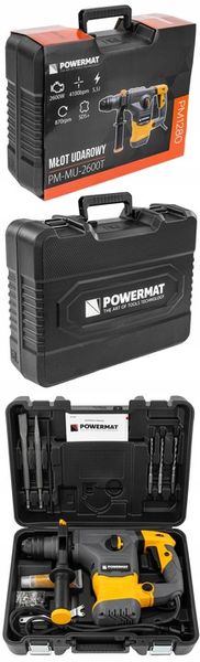 MŁOT UDAROWY MŁOTOWIERTARKA UDAR SDS+ 2600W 5,5J WALIZKA 3X WIERTŁO DŁUTA zdjęcie 7