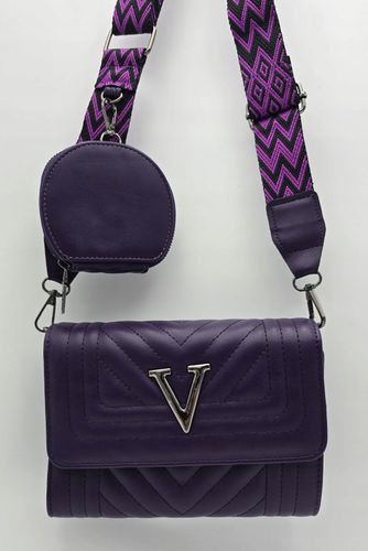 Victoria J. - torebka listonoszka przeszycia pasek BOHO fioletowy VJ-944 na Arena.pl