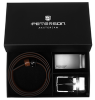 Peterson Pasek skórzany męski wymienny dwustronny zestaw BLACK-BROWN 125 cm