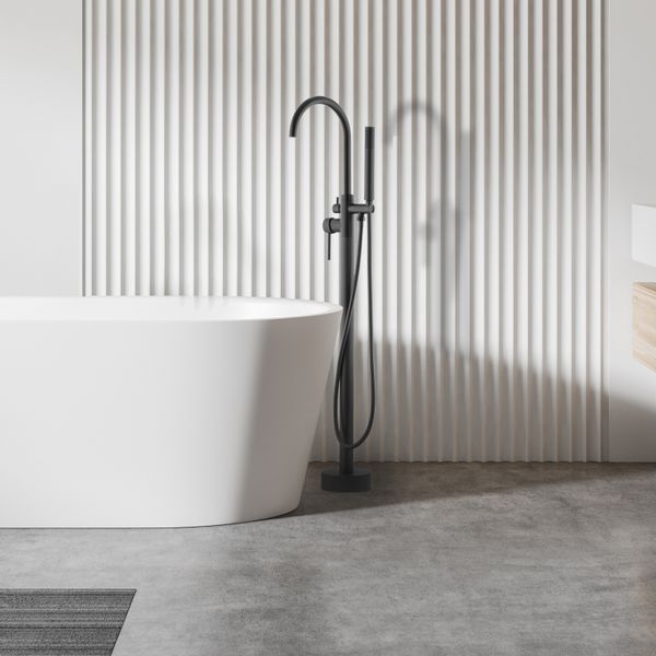 Bateria wannowo prysznicowa wolnostojąca czarna - Yoka zdjęcie 3