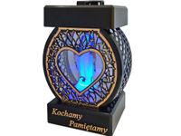 KOCHAMY PAMIĘTAMY ZNICZ  NA GRÓB KOŁO RTN SERCE RAMA ZŁOTO+FIGURKA LED