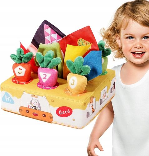 SORTER PUDEŁKO Z CHUSTECZKAMI MARCHEWKI PLUSZOWE MONTESSORI SENSORYCZNE na Arena.pl