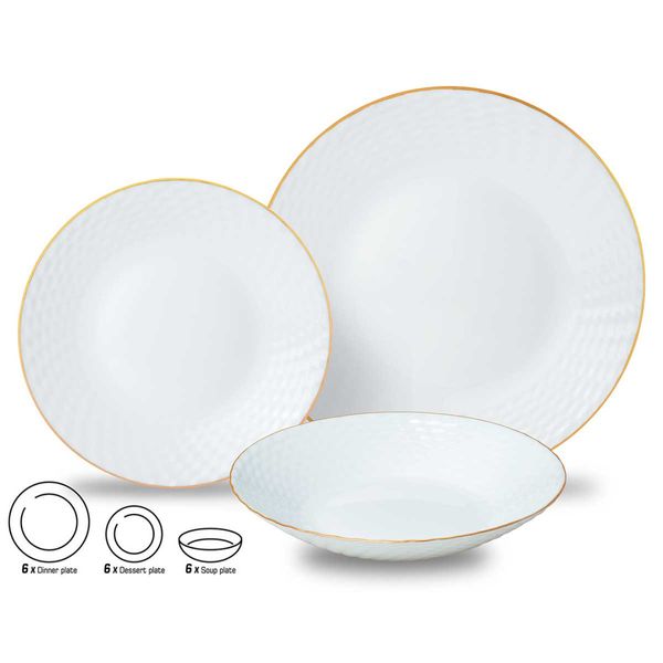 KOMPLET OBIADOWY OPAL DLA 6 OSÓB 18 ELEM. KINGHOFF KH-1876 zdjęcie 1