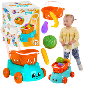 Wózek Edukacyjny Turkusowy Pchacz Z Koszyczkiem Dla Dzieci 6924