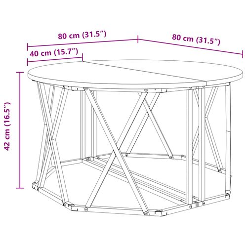 Stolik kawowy  w kolorze dymionego dębu 80x80x42 cm, zrobiony z drewna komp na Arena.pl