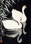 Plakat 70x100cm White Chinese Geese, Koson Japoński Vintage do Salonu