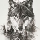 Plakat 70x70cm Wilczy Duch Lasu