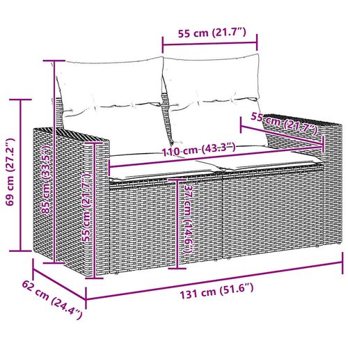 Zestaw Sof na Ogród z poduszką 13 pcs Szary 90 x 55 x 71 cm na Arena.pl