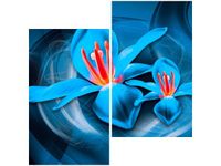 60X60CM NIEBIESKIE KOSMICZNE KWIATY JAKUB BANAŚ DWU OBRAZ ŚCIAN