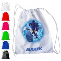 WOREK PLECAK SPORTOWY NA WF DLA DZIECI - SONIC HEDGEHOG + IMIĘ! AMY TAILS