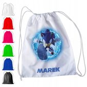 WOREK PLECAK SPORTOWY NA WF DLA DZIECI - SONIC HEDGEHOG + IMIĘ! AMY TAILS