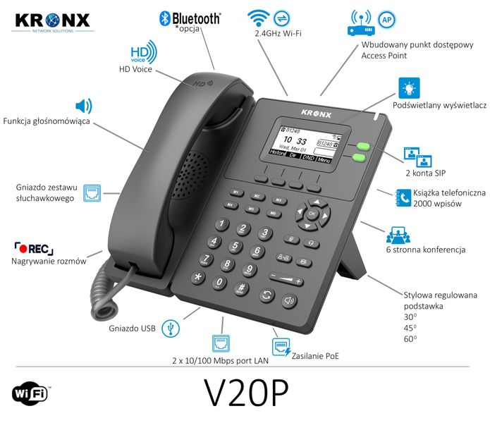 Telefon Voip Kronx V20P zdjęcie 1