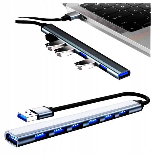 HUB USB 3.0 ROZDZIELACZ ROZGAŁĘŹNIK 7 PORTÓW 7X USB SLIM 7W1 AKTYWNY DRMZ na Arena.pl