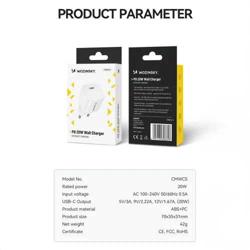 ładowarka sieciowa wozinsky cmwcs usb-c pd 20w - biała na Arena.pl