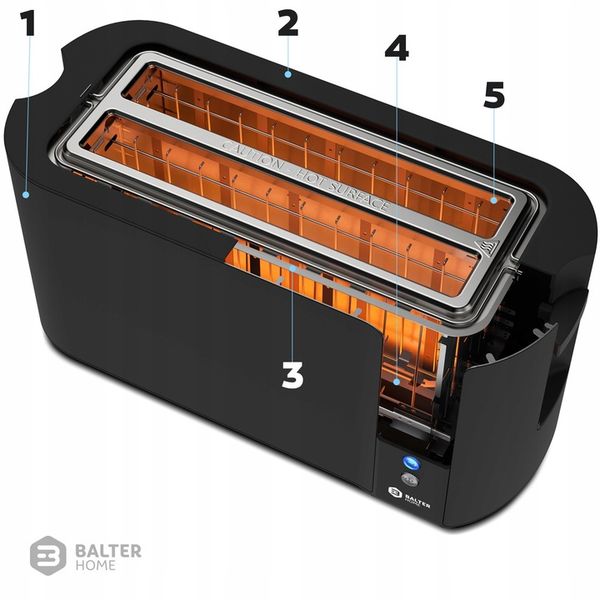 Toster Balter TS-04-LCD-BL 1500 W czarny zdjęcie 9