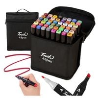Markery alkoholowe dwustronne w etui 48 sztuk flamastry pisaki kolorowe