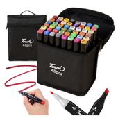 Markery alkoholowe dwustronne w etui 48 sztuk flamastry pisaki kolorowe