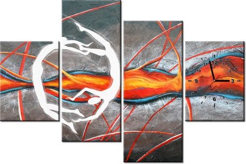 120CM 80CM ZEGAR 4 ELEM TANIEC PŁOMIENIACH OBRAZ ŚCIENNY na Arena.pl