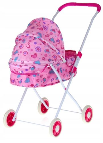 Wózek dla Lalek Metalowy 2w1 Głęboki Gondola Nosidełko Składany Daszek na Arena.pl