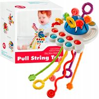 ZABAWKA SENSORYCZNA DLA NIEMOWLĄT GRYZAK POPIT SZNURKI DO WÓZKA AUTA 4w1