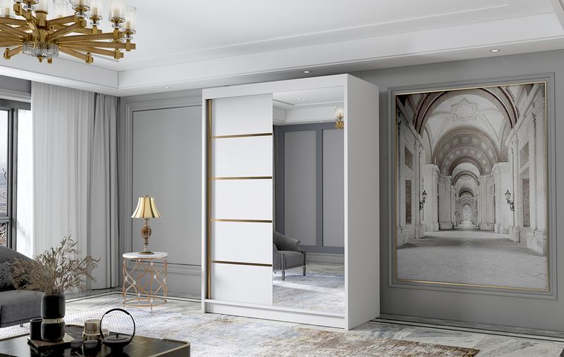 Szafa przesuwna LUNGO III 120-pojemna garderoba-BIAŁY zdjęcie 2