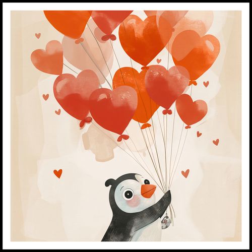Plakat 90x90cm Pingwinek z Balonami na Arena.pl