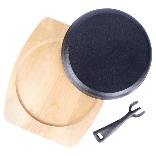 Patelnia Żeliwna na Desce Serwowania Potraw Gorący Półmisek Talerz Sizzler na Arena.pl