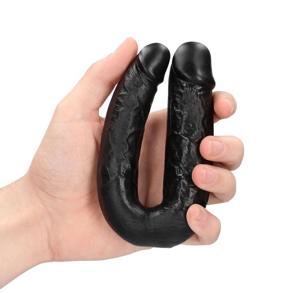 U Shaped Double Dildo 12,7 Cm - Black zdjęcie 8