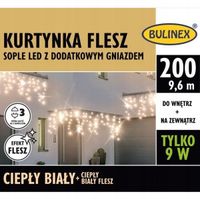 girlanda Kurtyna - Bulinex - lampki sople 200 LED flesz białe ciepłe - 9,6m