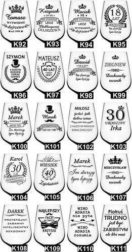 KIELISZEK do wina z grawerem na DZIEŃ KOBIET URODZINY kieliszek XXL na Arena.pl