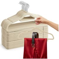 Wieszaki welurowe na ubrania wieszak na spodnie kurtki do szafy beżowe 5kg