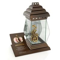 ZNICZ z PERSONALIZOWANĄ METALOWĄ PODSTAWKĄ na GRÓB DLA DZIADKÓW