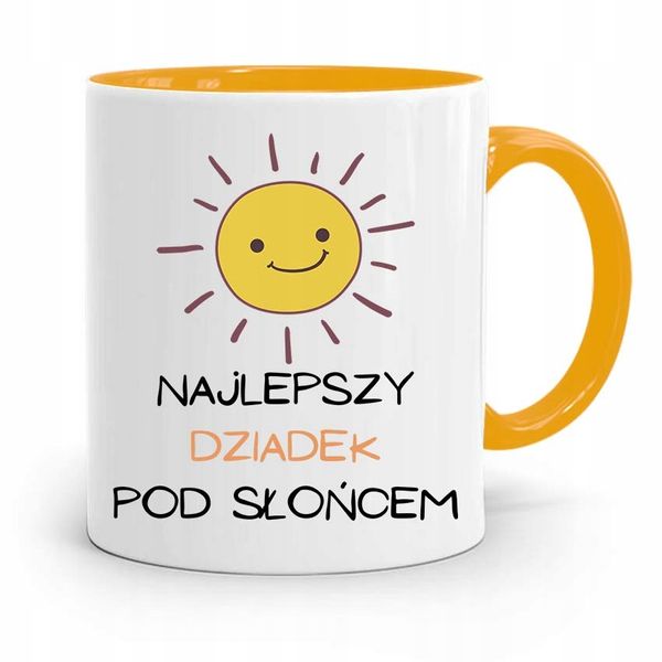 Kubek Żółty Na Dzień Dziadka Najlepszy Dziadek Z Nadrukiem Ze Zdjęciem zdjęcie 1